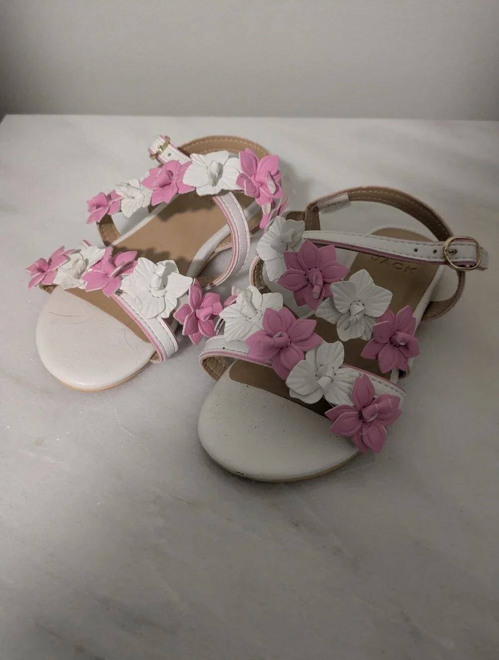 Janie and Jack Pink and White Floral Flower Sandals 8